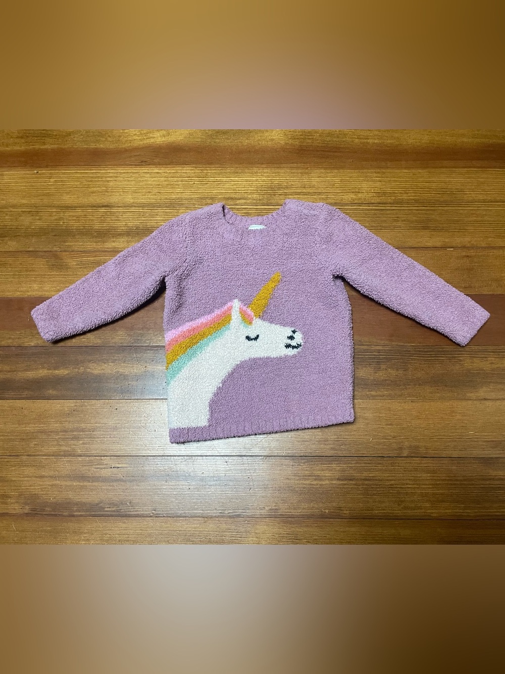 Hanna Andersson Lavender Unicorn Sweater with Rainbow Mane Size 3T